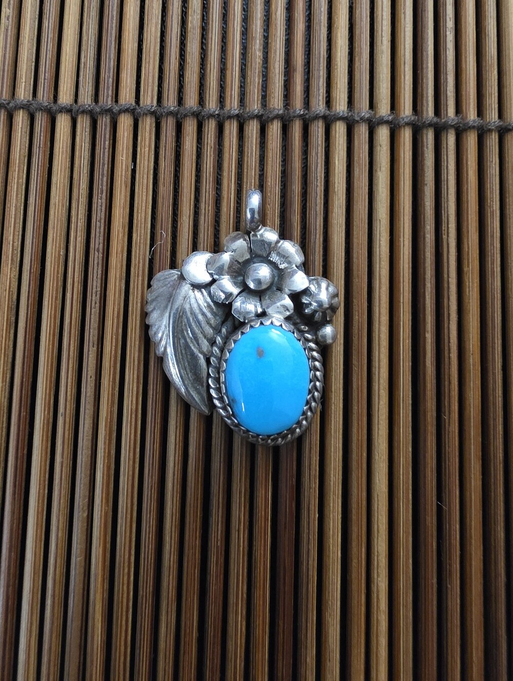 Sterling Silver Ev. Chee Navajo Turquoise Pendant (Vintage)